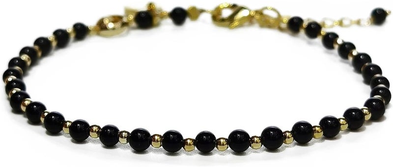 Morchic 3mm Tiny Beads Natural Gemstone Bracelet for Women, Adjustable 7.1" Energy Gem Charm Jewelry, Dainty Handmade Birthday Gift - Image 1